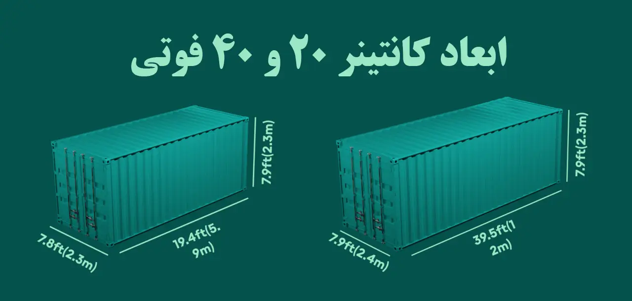 ابعاد کانتینر 20 و 40 فوت